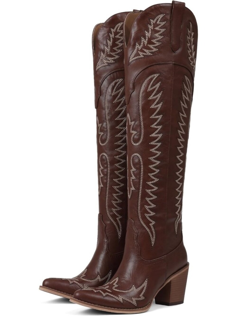 Women's Brown Polyurethane Over The Knee Western Fashion Cowgirl Thigh High Boot